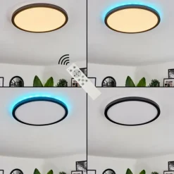 hofstein Plafonnier Boyero LED Noir, 2 lumières, Télécommandes, Changeur de couleurs