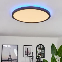 hofstein Plafonnier Boyero LED Noir, 2 lumières, Télécommandes, Changeur de couleurs