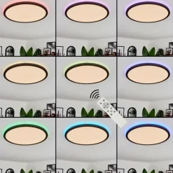 hofstein Plafonnier Boyero LED Noir, 2 lumières, Télécommandes, Changeur de couleurs