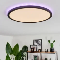 hofstein Plafonnier Boyero LED Noir, 2 lumières, Télécommandes, Changeur de couleurs
