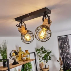 Lampes Industrielles-hofstein Plafonnier Bridgeport Noir, 2 lumières