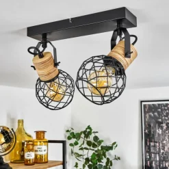 Lampes Industrielles-hofstein Plafonnier Bridgeport Noir, 2 lumières