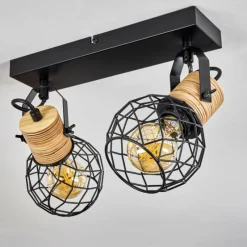 Lampes Industrielles-hofstein Plafonnier Bridgeport Noir, 2 lumières