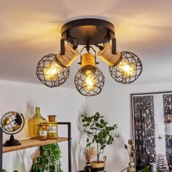 Lampes Industrielles-hofstein Plafonnier Bridgeport Noir, 3 lumières