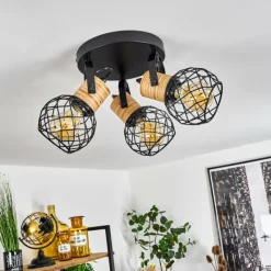 Lampes Industrielles-hofstein Plafonnier Bridgeport Noir, 3 lumières