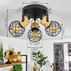 Lampes Industrielles-hofstein Plafonnier Bridgeport Noir, 3 lumières