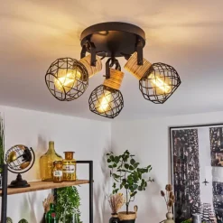 Lampes Industrielles-hofstein Plafonnier Bridgeport Noir, 3 lumières