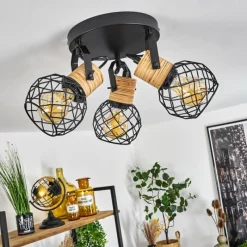 Lampes Industrielles-hofstein Plafonnier Bridgeport Noir, 3 lumières