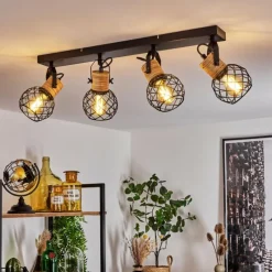 Lampes Industrielles-hofstein Plafonnier Bridgeport Noir, 4 lumières