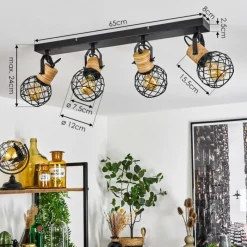 Lampes Industrielles-hofstein Plafonnier Bridgeport Noir, 4 lumières