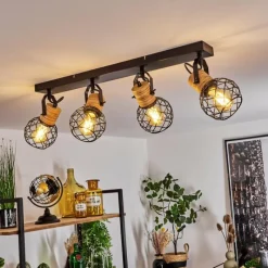 Lampes Industrielles-hofstein Plafonnier Bridgeport Noir, 4 lumières