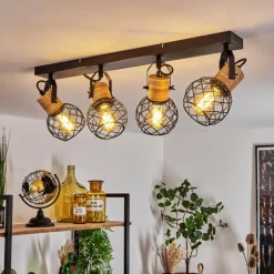 Lampes Industrielles-hofstein Plafonnier Bridgeport Noir, 4 lumières