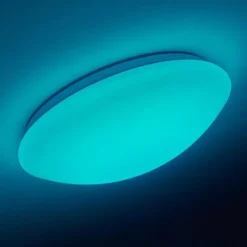 hofstein Plafonnier Brighton LED Blanc, 1 lumière, Télécommandes, Changeur de couleurs