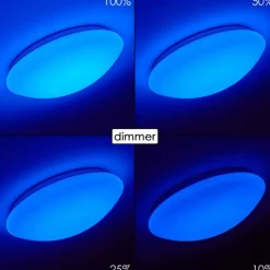 hofstein Plafonnier Brighton LED Blanc, 1 lumière, Télécommandes, Changeur de couleurs
