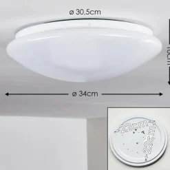 hofstein Plafonnier Brighton LED Blanc, 1 lumière, Télécommandes, Changeur de couleurs