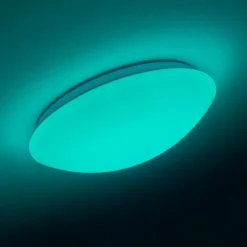 hofstein Plafonnier Brighton LED Blanc, 1 lumière, Télécommandes, Changeur de couleurs