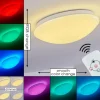 hofstein Plafonnier Brighton LED Blanc, 1 lumière, Télécommandes, Changeur de couleurs