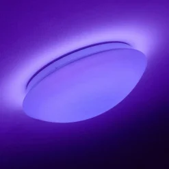 hofstein Plafonnier Brighton LED Blanc, 1 lumière, Télécommandes, Changeur de couleurs