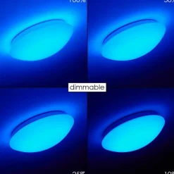 hofstein Plafonnier Brighton LED Blanc, 1 lumière, Télécommandes, Changeur de couleurs