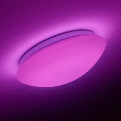 hofstein Plafonnier Brighton LED Blanc, 1 lumière, Télécommandes, Changeur de couleurs