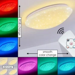hofstein Plafonnier Brighton Star LED Blanc, 1 lumière, Télécommandes, Changeur de couleurs
