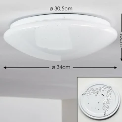 hofstein Plafonnier Brighton Star LED Blanc, 1 lumière, Télécommandes, Changeur de couleurs