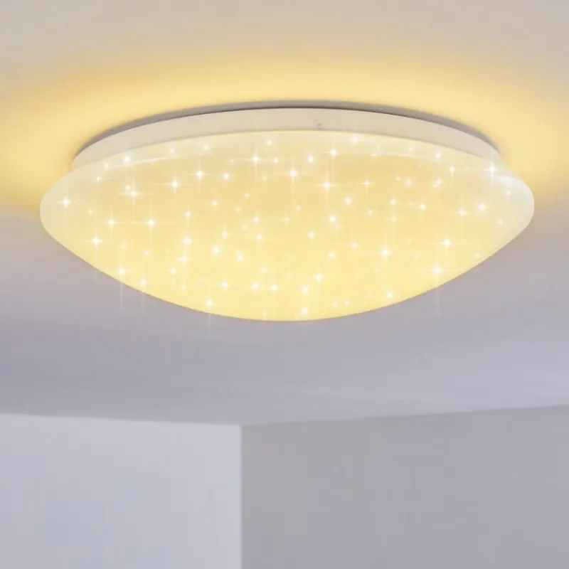 hofstein Plafonnier Brighton Star LED Blanc, 1 lumière, Télécommandes, Changeur de couleurs