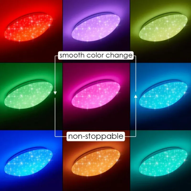 hofstein Plafonnier Brighton Star LED Blanc, 1 lumière, Télécommandes, Changeur de couleurs