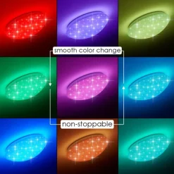 hofstein Plafonnier Brighton Star LED Blanc, 1 lumière, Télécommandes, Changeur de couleurs