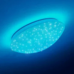 hofstein Plafonnier Brighton Star LED Blanc, 1 lumière, Télécommandes, Changeur de couleurs