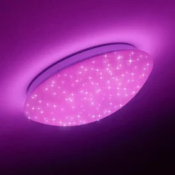 hofstein Plafonnier Brighton Star LED Blanc, 1 lumière, Télécommandes, Changeur de couleurs