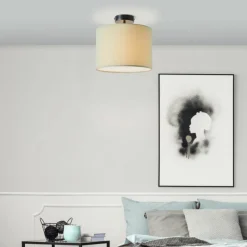 Lampes En Tissu-Luminaires Brilliant Plafonnier Brilliant Aike Noir, 1 lumière