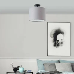 Lampes En Tissu-Luminaires Brilliant Plafonnier Brilliant Aike Noir, 1 lumière