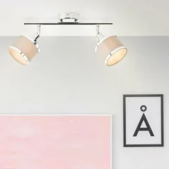 Lampes En Tissu-Luminaires Brilliant Plafonnier Brilliant Alexia Argenté, 2 lumières