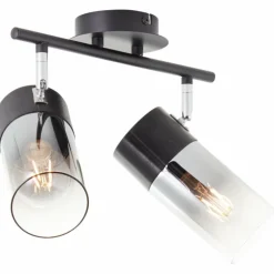 Suspension Verre Fumé-Luminaires Brilliant Plafonnier Brilliant Alia Noir, 2 lumières