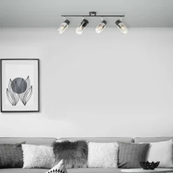 Suspension Verre Fumé-Luminaires Brilliant Plafonnier Brilliant Alia Noir, 4 lumières