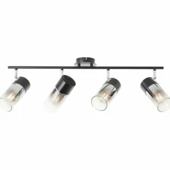 Suspension Verre Fumé-Luminaires Brilliant Plafonnier Brilliant Alia Noir, 4 lumières