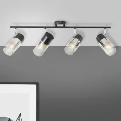 Suspension Verre Fumé-Luminaires Brilliant Plafonnier Brilliant Alia Noir, 4 lumières