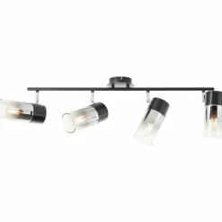 Suspension Verre Fumé-Luminaires Brilliant Plafonnier Brilliant Alia Noir, 4 lumières