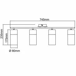 Suspension Verre Fumé-Luminaires Brilliant Plafonnier Brilliant Alia Noir, 4 lumières