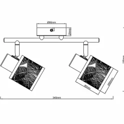 Luminaires Scandinaves-Luminaires Brilliant Plafonnier Brilliant Bano Noir, 2 lumières