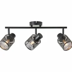 Luminaires Scandinaves-Luminaires Brilliant Plafonnier Brilliant Bano Noir, 3 lumières