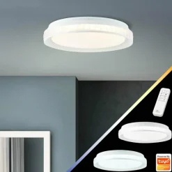 Luminaires Brilliant Plafonnier Brilliant Burlie LED Blanc, 1 lumière, Télécommandes, Changeur de couleurs