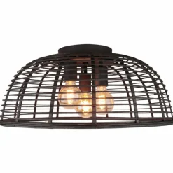 Luminaires Rustiques-Luminaires Brilliant Plafonnier Brilliant Crosstown Bois foncé, Noir, 3 lumières