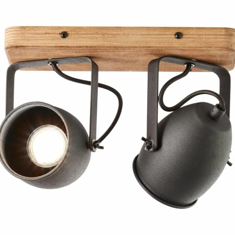 Luminaires Rustiques-Luminaires Brilliant Plafonnier Brilliant CROWTON Bois foncé, Noir, 2 lumières