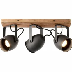Luminaires Rustiques-Luminaires Brilliant Plafonnier Brilliant CROWTON Bois foncé, Noir, 3 lumières