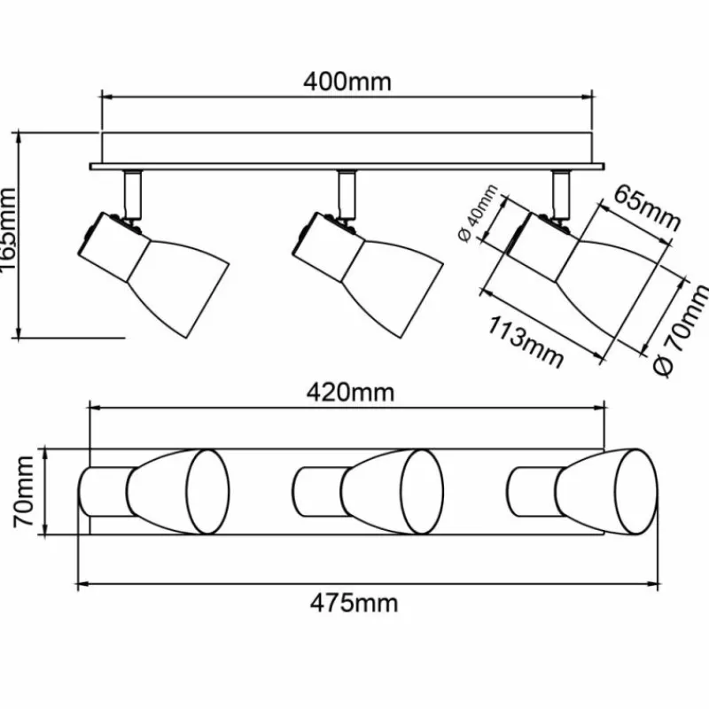 Luminaires Rustiques-Luminaires Brilliant Plafonnier Brilliant Daintree Écru, Blanc, 3 lumières