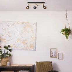 Luminaires Scandinaves-Luminaires Brilliant Plafonnier Brilliant Daintree Écru, Noir, 3 lumières