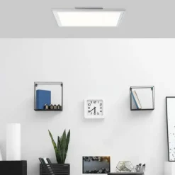 Luminaires Brilliant Plafonnier Brilliant Flat LED Argenté, 1 lumière, Télécommandes* Éclairage Led