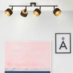 Lampes En Tissu-Luminaires Brilliant Plafonnier Brilliant Grove Noir, 4 lumières